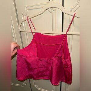 Vibrant Pink Satin Open Back Cami Tank Top Size Small Forever21 Vacation